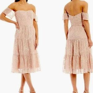 Dress The Population River Eyelet Lace Off The Shoulder Blush Corset Dre…